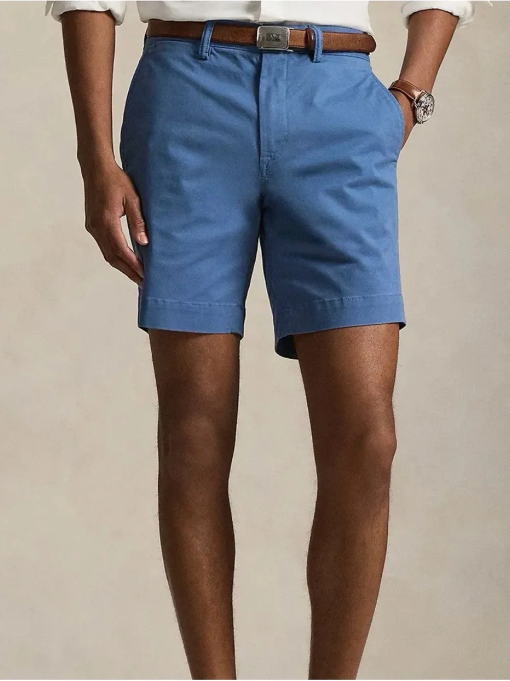 Polo by Ralph Lauren Royal Blue Flat-Front Cotton Chino Shorts Size 32
